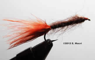 Red Leech Streamer Used for Big Brown Trout at www.flyfisher.com