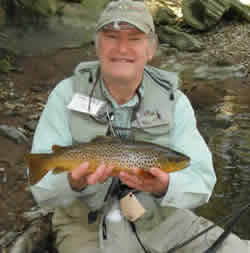 Allen Kessel with a Wild Brown from the Conewago Creek at www.flyfisher.com